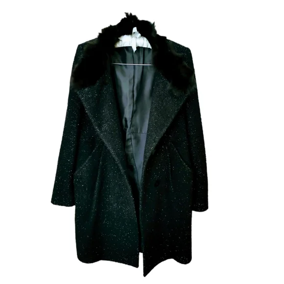Reasterisk Black Wool, Alpaca/(100% Fox Fur) Women's Coat. Size-66 - Picture 4 of 13